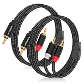 HOSONGIN 2-Pack Ultra-Wear-Resistant RCA Y-Splitter Cable 2 Male to 1 Male | 3.3ft (1M) | 24K Gold-Plated | Hi-Fi Sound | Wear-Resistant Nylon Braid | for Home Theater, Audio Systems, Amps & Mixers