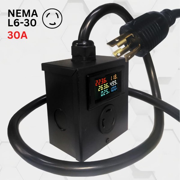 L6-30 30A AC Power Meter 120-240V Outlet, 5ft Cable &
