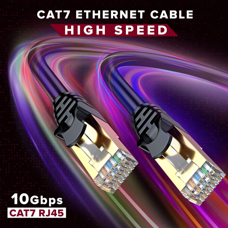 maximm Cat7 Cable de Ethernet, RJ45 Conectores Dorados, 600 MHz,