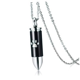 Cremation Jewelry Men's Necklaces Men's Pendants J Necklace for Women Paw Printed Necklace Urn Necklace Pet Urns for Dogs Ashes Man Titanium Steel Black Women’s Jewelry