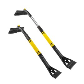 Henge Auto Ice Scrapers for Car Windshield Snow Brush 360 Pivoting Head 32 Inch Extendable for Truck SUV Vehicle Windshield 3-in-1 (Yellow 1 Pcs)
