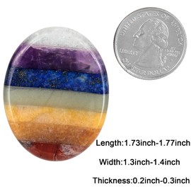 Nupuyai 7 Chakra Worry Stone Thumb Stone Gemstone Oval Concave Healing Stone Chakra Crystal Pocket Stone Energy Stone for Meditation Massage