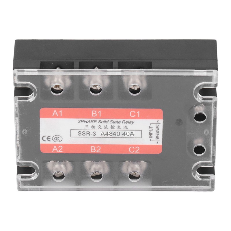 3 Phase Solid State Relay 40A LED Indicator Transparent Cover