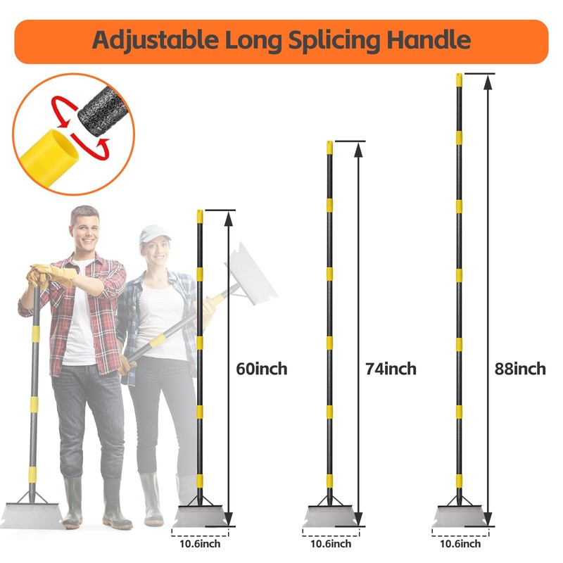 Floor Scraper Long Handle - Ice Snow Removal Tool,Multifunctional Garden