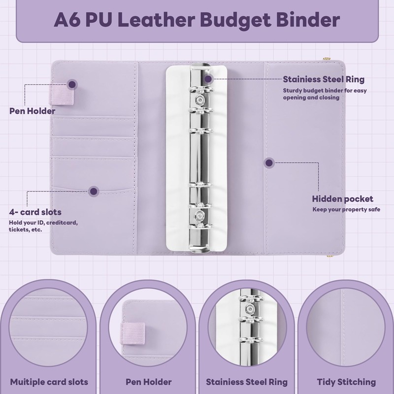 Tsudoku A6 Budget Binder 39Pcs Ring Binder Set Money Saving