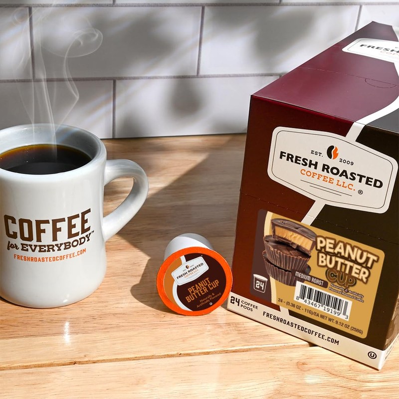 Fresh Roasted Coffee, Peanut Butter Cup, Flavored Coffee Pods, 72