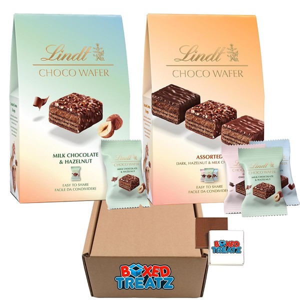 Lindt Wafer Assorted Chocolate Sharing Box 138g + Lindt Choco Wafer Milk Chocolate & Hazelnut Sharing Box 135g Boxed Treatz