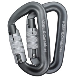 Kobe Kagaru Breaking Strength: Approx. 266.5 lbs (1,200 kg), Domestic Tested, Auto-Lock Carabiner, Domestic Tested 2 Pieces (White Silver with Mouse Color)