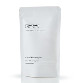 Clear Skin Complex - Vegan Skin Supplement with Vitamins A, C, D3, E, Zinc, Selenium, Turmeric & Live Cultures I Oxford Vitality I Manufactured in the UK (365)