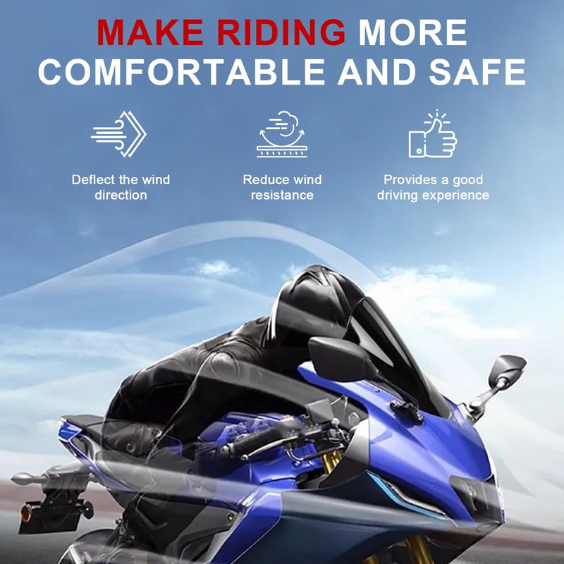 Motorcycle Windscreen for YZF R15 V4 2021-2024, Motorcycle Front Windshield