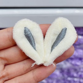 Ipetboom 30pcs Fabric Bunny Ears Hairpin Making Materials Hair Clip Bunny Ears Accessories, Grey