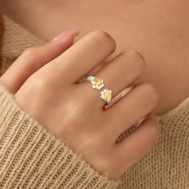 YYDSUNY 925 Sterling Silver Paw Print Ring for Women Cute Cat Dog Claw Paw Ring to Daughter Animal Footprint Adjustable Opening Band Trendy Jewelry (Silver)