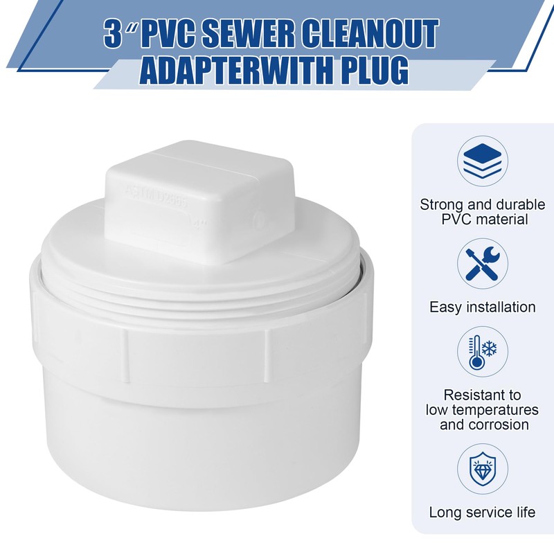 YullSorom 4" PVC Sewer Cleanout cap, DWV Flush Sewer Cleanout