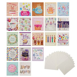 20 Stück Geburtstagskarte Set Klein, Mini Happy Birthday Karte, Klein Geburtstagskarten Set mit Umschlag,Glückwunschkarte Geburtstag Klein, Birthday Card, Geeignet für Männer, Frauen und Kinder