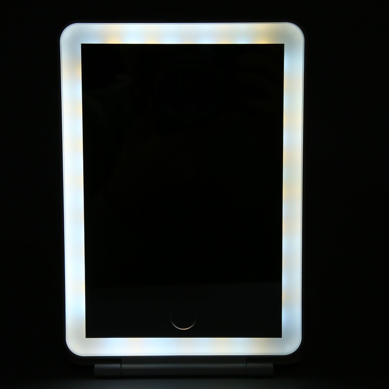 LED Rechargeable Travel Vanity Mirror Folding Portable Lighted Makeup Beauty