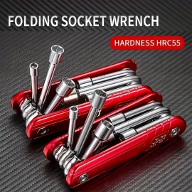 Unbranded 6-in-1 Folding Nut Driver Set - Metric Hex Socket Wrench Kit