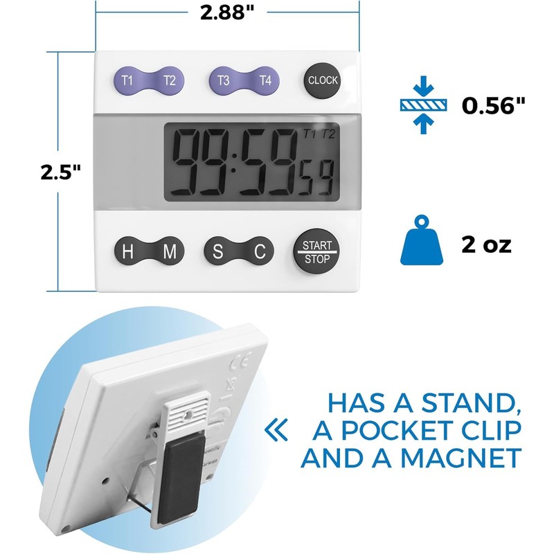 Sper Scientific Portable Digital Kitchen & Lab Timer 810015 -