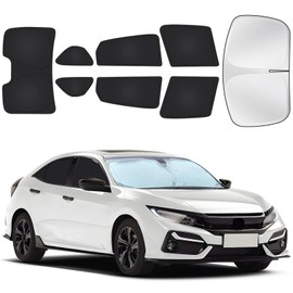 for Honda Civic 2016-2021 Car Window Shades, 8pcs Privacy Sun Shade Set for Front Windshield Side and Rear Windows, Full Window Covers Keeps Vehicle Cool for Camping Napping
