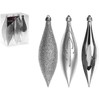 Toyland® Pack of 6-15cm (6") Christmas Droplet Decorations - Matte, Shiny & Glitter - Christmas Decorations… (Silver)