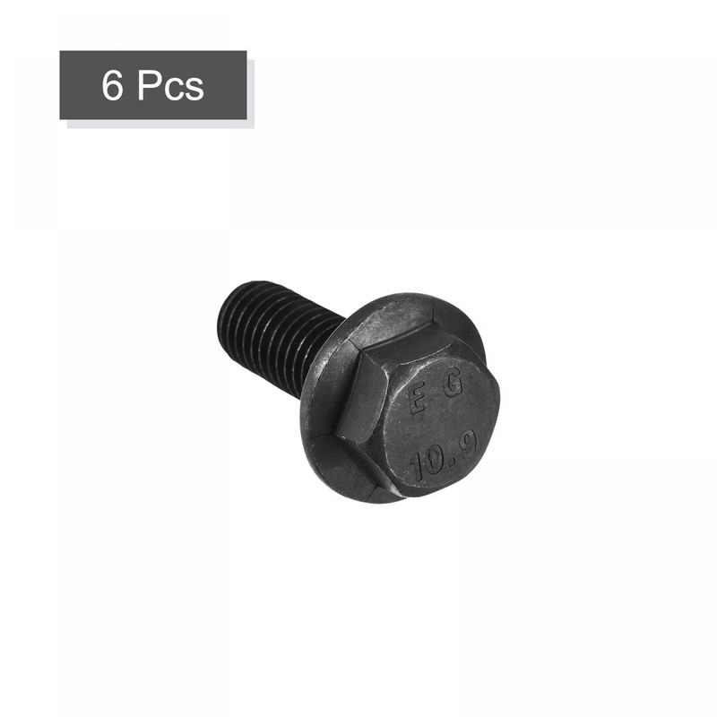 sourcing map Metric M10x25mm Hex Flange Bolts, 6pcs 10.9 Grade