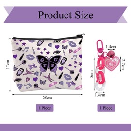 1 Linen Cosmetic Bag, 1 Heart-Shaped Pendant, Music Theme Cosmetic Bag, Portable Cosmetic Bag, Zip Cosmetic Bag, Singer Music Cosmetic Bag