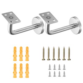 sourcing map 2Pcs Stainless Steel Hand Rail Brackets, 4" Flat Handrail Holder Hand Stairway Rail Bracket for Square Rail with Mounting Screw for Guardrail Staircase Banister, Silver