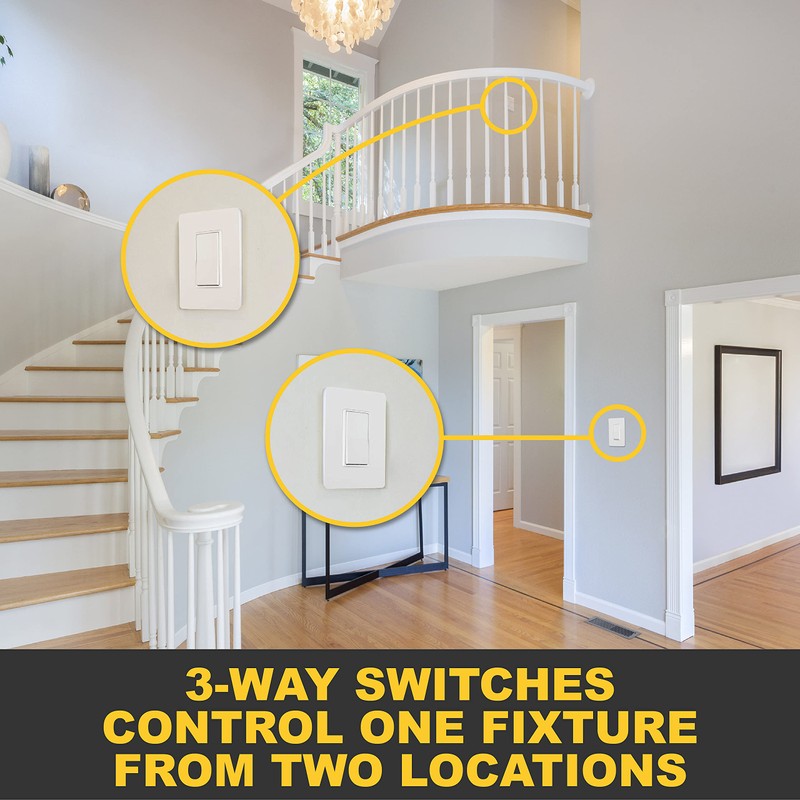 Faith 3-Way Decorator Paddle Wall Light Switch, 15A 120/277V, On/Off