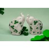 Fine Ceramic Shamrock Prints Design Lucky Trunk Up Elephant Salt