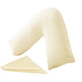 V Shaped Pillow Orthopedic Back & Neck Support/Pregnancy/Nursing Pillow With Complimentary Cream Pillowcase Cover FREE By Comfort Collections