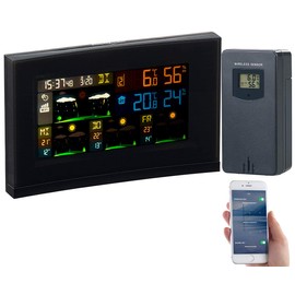 infactory Table Clocks: Wireless Weather Station with Outdoor Sensor, Weather Trend & Data Logger App (WiFi Weather Station, Android Weather Station, Weather Stations Outdoor Sensors)