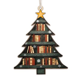 Sensemory Book Christmas Ornament 2025 Faux Stained Glass, Tree Decor Ornaments Gifts for Book Lovers, Bookish Gift for Women, Bookworm, Teacher, Bookclub (Wooden 3)