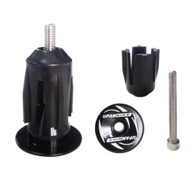 UPANBIKE Bike Handlebar End Plugs Aluminum Alloy Expanding Locking Bar End Caps for Mountain Bike,Road Bike,MTB BMX Fixie,Bar End for Bicycle Grips,1 Pair (Black-Style2)