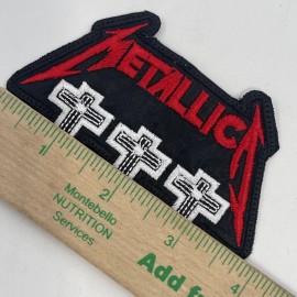 Metallica Metal Band Crosses Logo Patch: Quality Embroidery, Sew On, 4” X 2 1/2”
