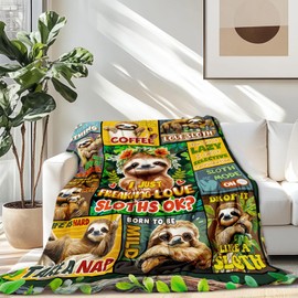 REETOOK Sloth Blanket, Soft Cozy Fleece Blanket for Adults, Kids, Baby, Sloth Gifts for Women, Men, Girls, Warm Plush Baby Blanket with Stuffed Animal for Christmas, Holiday, Thanksgiving 50x60 in