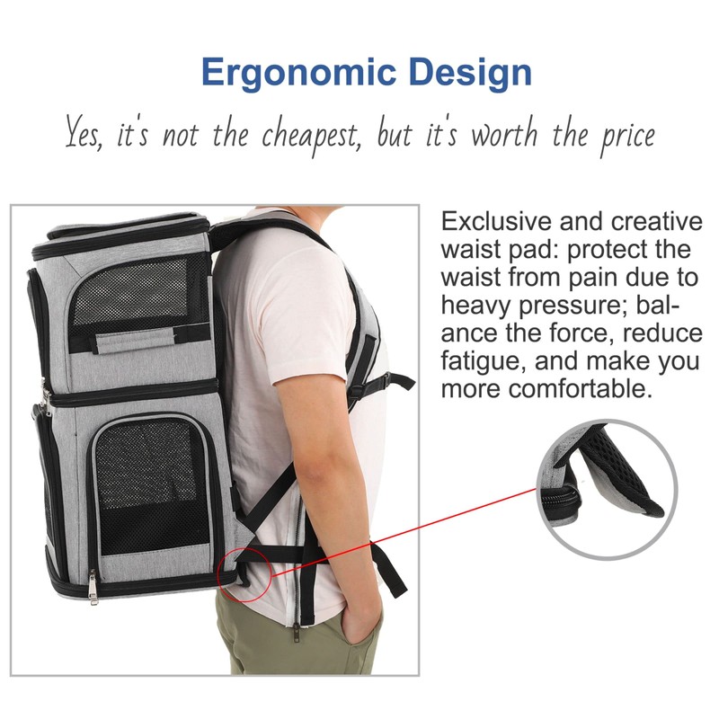 Expandable Cat Backpack Carrier for 2 Cats, Dog Backpack for