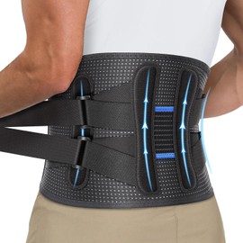 Soporte lumbar para hombres y mujeres, soporte trasero ajustable con 4 placas de acero, alivia el dolor de espalda y protege los músculos lumbares y  