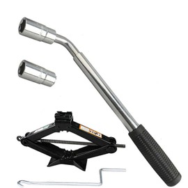 AutoBaBa Telescoping Lug Wrench and 2 Ton Scissor Jack, Wheel Wrench with 4 Sizes CR-V Sockets 17/19/21/23MM