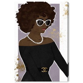 The Oliver Gal Artist Co. Fashion and Glam Wall Art Canvas Prints 'Poised Lovely Woman' Home Décor, 20" x 30", Black, Brown