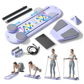 Maksone Pilates Board – 6-in-1 Foldable Reformer Training Kit with Auto-Rebound Ab Roller & Digital Display – Portable Home Core Workout Equipment for Abs, Muscle Toning & Full-Body Fitness
