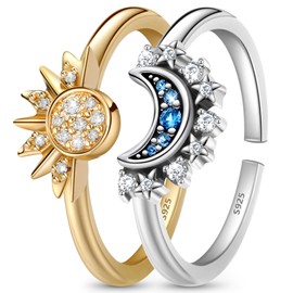 Sun Moon Ring Sun And Moon Ring Set Rings Women's Gold Set Friendship Rings Silver Ring Women's Ring Women Rings Set Sun and Moon Ring Gold Rings Women Gold Ring Silver 925 Women's Ring Women's