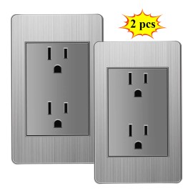 Placa Armada Inox Con Contacto Dúplex Acero Inoxidable 2 Pzs