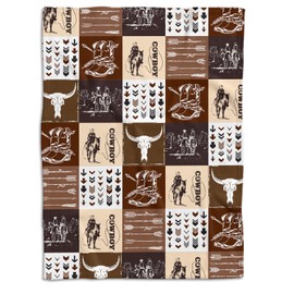 Western Blanket, Cowboy Baby Blankets, Western Decor for Nursery Room, Crib Stroller Baby Blankets for Boys Girls, Soft Warm Lightweight Nursery Bed Blanket for Newborn Toddlers