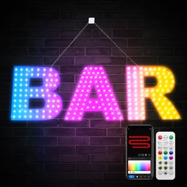 LemonNova LED Neon Sign - Smart App & Remote Control, Multicolor Bar & Wall Decor for Home, Business, Man Cave, Bistro, Pub, Party, Club