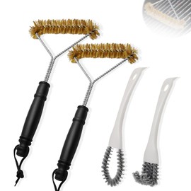 JIHXYER 3-Piece BBQ Cleaning Brush Set, 30.5 x 16 cm, Brass BBQ Cleaning Brushes for Barbecues, Gas Grills, Charcoal Grills