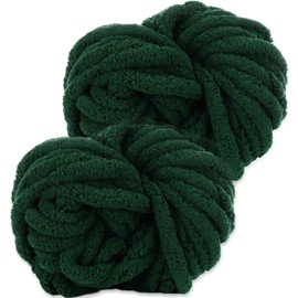 Hengrongshen Thick Wool Thick Yarn 2 Pieces 500 g, Chunky Yarn, Chunky Wool, Arm Knitting Wool for Crochet for Blanket, XXL Giant Wool, Perfect for Weaving Scarves, Hats, Pet Nest - Fir Green