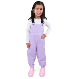 JAN & JUL Waterproof Bib Rain Pants, Windproof Overalls for Toddler Girls (Lavender, Size 3T)