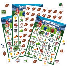 Liliful 35 Pcs Football Bingo Games 24 Players American Football Bingo Cards Sport Theme Party Games for Adults Family Classroom Activities Football Birthday Party Favors Supplies