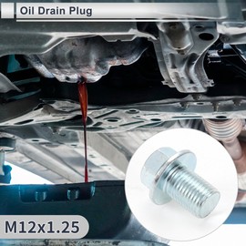 RATCHROLL 1 Set Universal Oil Drain Plug Anti Leakage 1.02" Height Oil Pan Drain Bolt Screw Thread Repair with Gasket Silver Tone Steel Aluminum M12x1.25