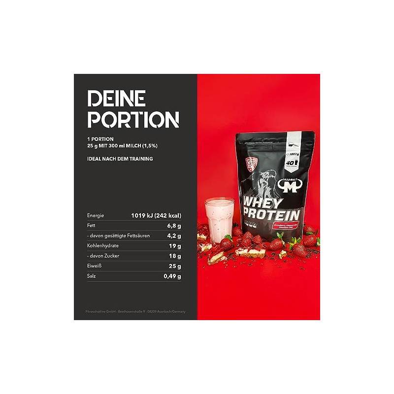 Mammut Nutrition Whey Protein, Strawberry Cheesecake Chocolate Chips, Molke, Eiweiß,