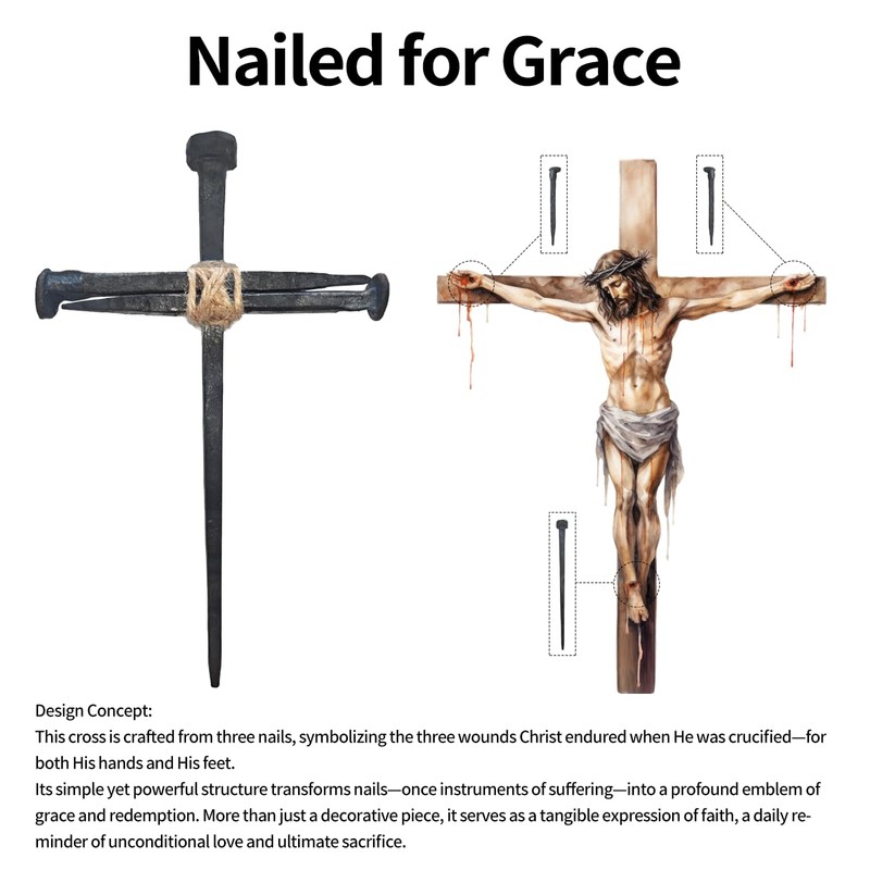 LeMeeOly Passion of Jesus Christ Crucifixion Nail, Metal Cross for